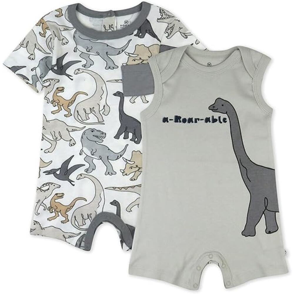 New 2-Pack HonestBaby Boys 12 Months Short Sleeve Tank Organic Cotton Rompers